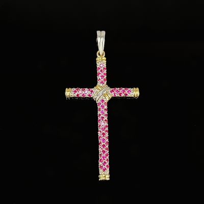Large design cross pendant, 585/14k white and yellow gold (hallmarked), total weight 14.82g 