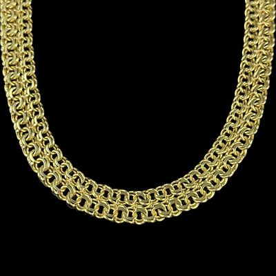 Elaborately crafted necklace, 333/8k yellow gold (hallmarked), 33.3g, Friedrich Binder Mannheim 