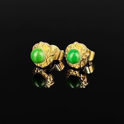 Pair of stud earrings, 585/14k yellow gold (hallmarked and tested), total weight 2.1g, diameter 