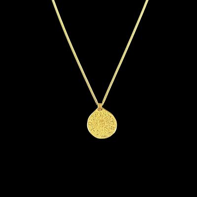 Lange Kette mit Sonnenanh&auml;nger, 750/18K Gelbgold (punziert), Gesamtgewicht 36,3g, Kette mit Karabin