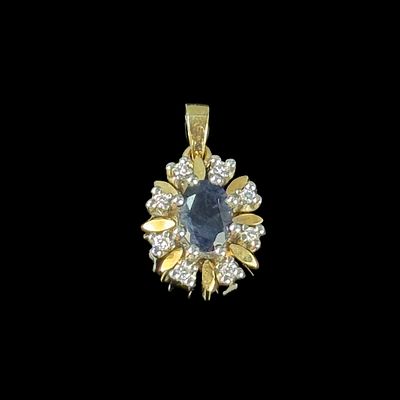 Saphir Diamant Anh&auml;nger, 585/14K Wei&szlig;- und Gelbgold (punziert), Gesamtgewicht 3,39g, besetzt mit 11