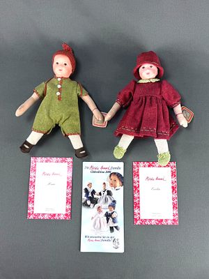Zwei K&auml;the Kruse Puppen, Clubedition, "Evelin" und "Haro", 2004/2005, je mit Zertifikat, H&ouml;he je 27