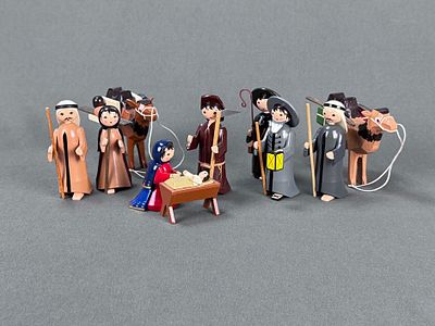 Krippenfiguren, ULMIK, Seiffen, Erzgebirge, 10 Figuren, H&ouml;he Figuren bis ca. 10cm. Krippenfigure 