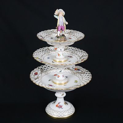 Etagere - Royal Copenhagen, late 19th century, porcelain, glazed, polychrome painting on both 