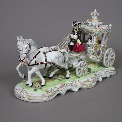 Rococo figurine group "Pompous Carriage" - 2nd half 20th century, Sandizell H&ouml;fner & Co., after 