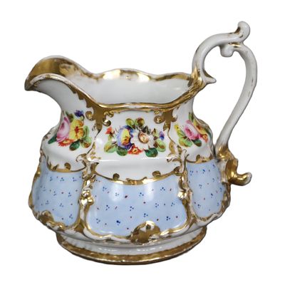 Biedermeier milk jug - Epiag Aich, Bohemia, around 1850/60, porcelain, bulbous curved shape with R. 