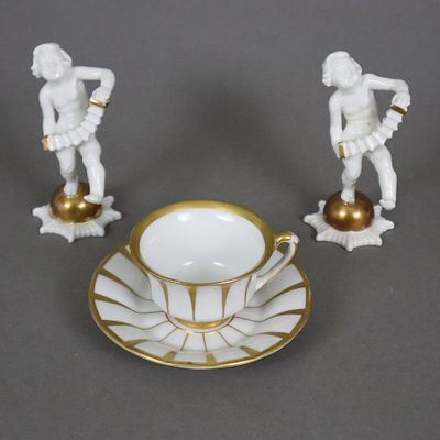 Porcelain convolute - Hutschenreuther/F&uuml;rstenberg, 20th century, white porcelain with gold 