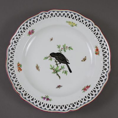 Dessert Plate - KPM Berlin, porcelain, glazed, form "Englischglatt" with pointed arch 