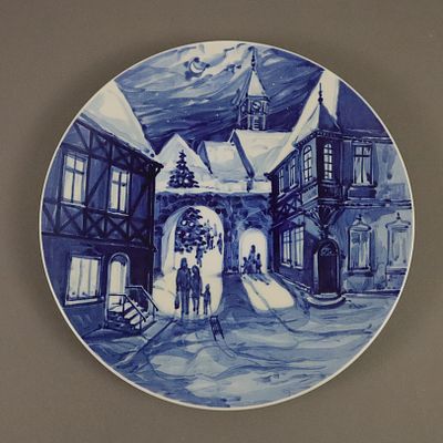 Wall plate (Christmas plate 1975) - Meissen, porcelain, underglaze blue decoration, underglaze 