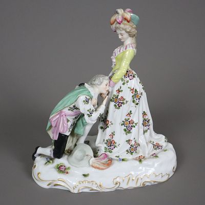 Galant Figural Group "The Hand Kiss" - probably Ackermann&Fritze, Volkstedt-Rudolstadt, 1st 