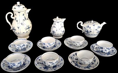 Konvolut Mokkaservice. 14 Teile, einige Teile best., teilweise FM Rauenstein, 19.Jh.