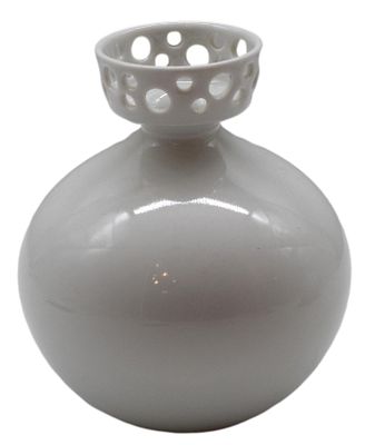 Vase. gebaucht, wei&szlig; glasiert, im Boden gemarkt, H 15 cm, FM