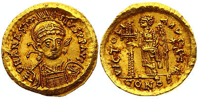 Византия. Анастасий I (491 – 518 гг.). Солид. Золото 4,49 г.