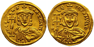 Византия. Константин V и Лев III, 750-756 гг. Солид. Золото 4,43 г.