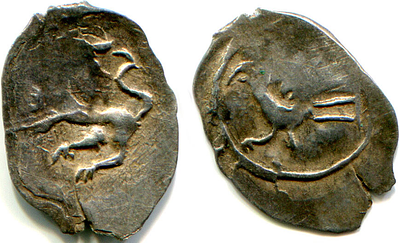 Ярославль. Александр Фёдорович. Полуденга. 1447-1450 г.г. Неописанная монета с изображением 