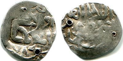 Поокские княжения. Надчекан &laquo;Б&raquo;. 1390-е гг. Интересный экземпляр джучидского данга с надчеканом 