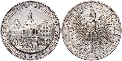 1 талер 1863 года. Германия. Франкфурт. "Собрание князей". XF-AU. 1 талер 1863 года. Германия. 