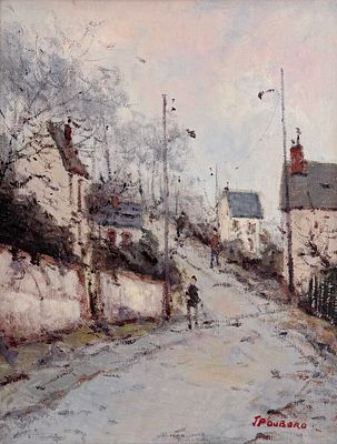 Jean-Pierre Dubord - Jean-Pierre Dubord (b. 1949) - Village Landscape. Jean-Pierre Dubord (b. 