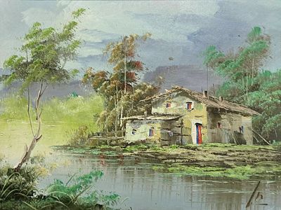 Unknown artist - Unknown artist - Village. Unknown Artist | 20th Century Village Oil on 