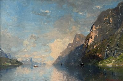 Georg Anton Rasmussen - Georg Anton Rasmussen - Fjord landscape. Georg Anton Rasmussen (1842-1914) 