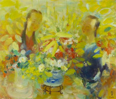 Le Pho (1907-2001) - Women With Flowers. Le Pho (1907–2001) | Vietnam/France “Women With Flowers” 