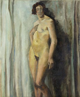 20th Century French School - Standing Nude (recto) / Still Life with Tulips (verso). 20th Century 