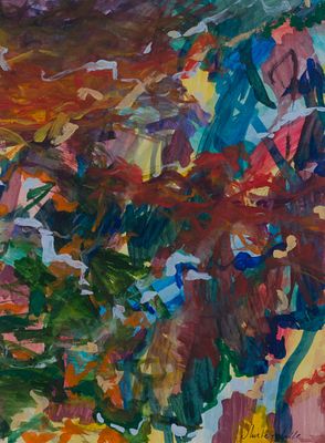 Shirley Jaffe (1923-2016) - Untitled, c. 1950's. Mixed media on paper Signed: lower right 