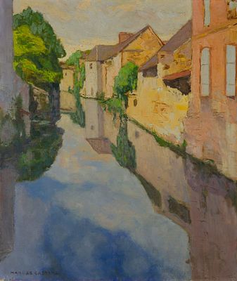 Marco de Gastyne (1889-1982) - Village Reflection. Marco de Gastyne (1889–1982) | France Oil on 