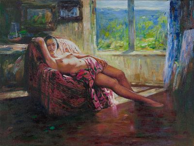 20th Century Chinese School - - Reclining Nude by the Window. 20th Century Chinese School | 