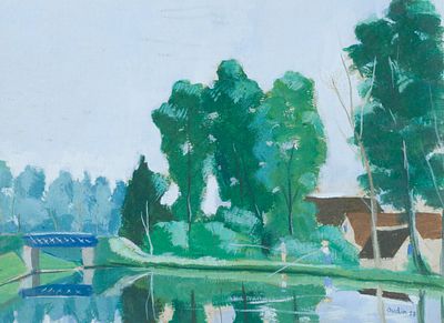20th Century French School - - Le canal au pont de Dordives, 1938. 20th Century French School | 