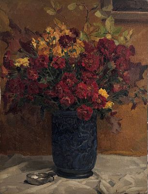 Yves Becmeur - Still Life with Flowers. Yves Becmeur | France Oil on canvas Signed: upper 