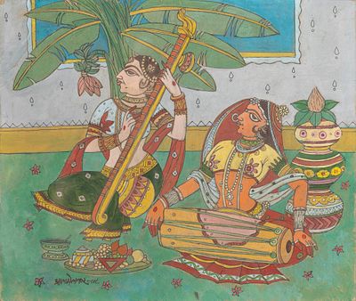 A.A. Almelkar (1920-1982) - Musicians. A.A. Almelkar (1920-1982) | India Musicians Mixed Media 