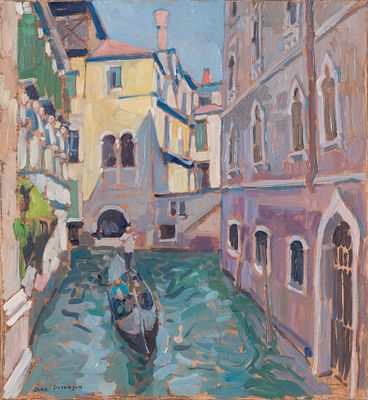 Jane Peterson (1876-1965) - Gondolas on a Venetian Canal. Jane Peterson (1876-1965) | USA 