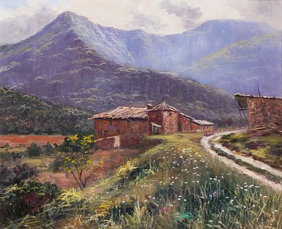 Josep Bau - Mountain Masia. Josep Bau | Mountain Masia Oil on Canvas Signed: Signed lower 