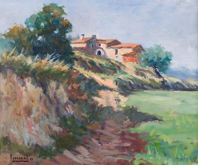 20th Century Catalan School - Masia on the Hillside, 1981. 20th Century Catalan School | Masia 