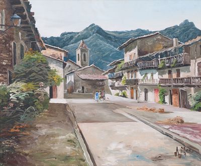 Antonio Mesa - Pyrenean Village Street. Antonio Mesa | Pyrenean Village Street Oil on 