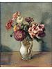 SIMKA SIMKHOVICH 1935 OIL ON CANVAS STILL LIFE FLOWERS. This 1935 oil on canvas still life Image - 1
