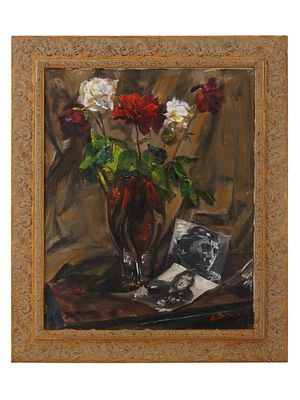 IGOR RADOMAN RUSSIAN FLORAL STILL LIFE OIL PAINTING. Igor Radoman (Russian, 1921–1992). Oil 