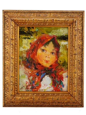 NIKOLAI FECHIN RUSSIAN FEMALE PORTRAIT OIL PAINTING. After Nicolai Fechin (Russian, 1881–1955). 