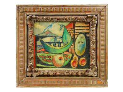 RUSSIAN UKRANIAN NICOLAI ISAIEV STILL LIFE OIL ON PANEL. This mid-century still life by Nicolai 