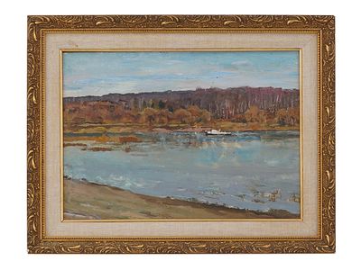 AFTER VLADIMIR GORSKY RUSSIAN LANDSCAPE OIL PAINTING. In the manner of Vladimir Gorsky (Russian 