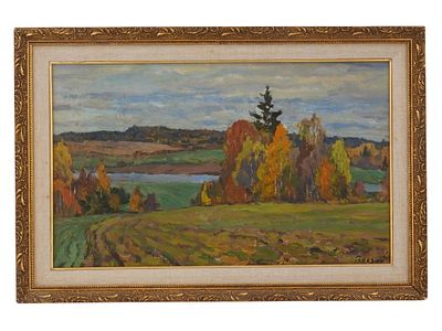 VLADIMIR GORSKY RUSSIAN LANDSCAPE OIL PAINTING. Vladimir Gorsky (Russian, 1923–2008). Oil 