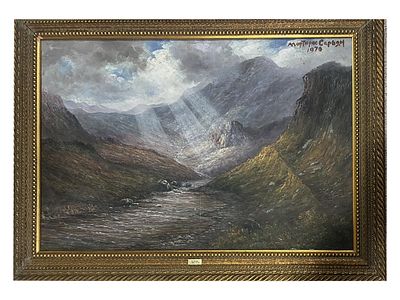 MARTIROS SARIAN SUNBEAM IN THE MOUNTAINS LANDSCAPE 1970. A monumental late-period landscape 