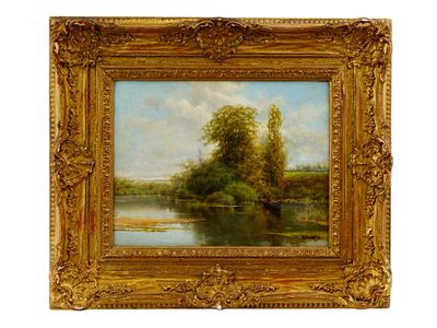 EMILIO SANCHEZ PERRIER OIL ON WOOD PANEL LANDSCAPE. This exquisite late 19th-century oil on 