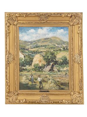 RUSSIAN OIL LANDSCAPE PAINTING BY IVAN KARPOFF. An oil on canvas painting by Ivan Giovanni 