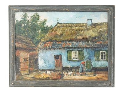 RUSSIAN MIXED MEDIA PAINTING ATTRIBUTED TO DAVID BURLIUK. Attributed to David Burliuk 