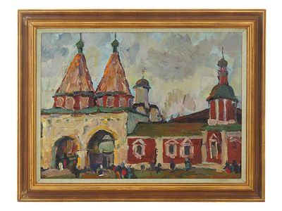 IVAN SOROKIN RUSSIAN RURAL LANDSCAPE OIL PAINTING. Ivan Sorokin (Russian, 1922–2004). Oil 