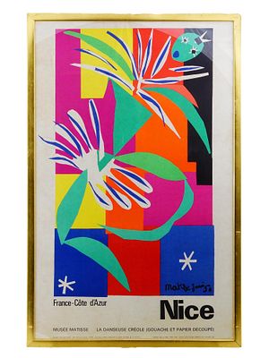HENRI MATISSE 1965 NICE CREOLE DANCER EXHIBITION POSTER. This vibrant vintage lithograph poster 
