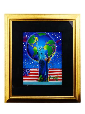 PETER MAX AMERICAN MIXED MEDIA PAINTING PEACE ON EARTH. Peter Max (German-American, born 1937). 
