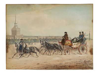 NIKOLAI SVERCHKOV HAND-COLORED LITHOGRAPH ST. PETERSBURG. An engaging antique hand-colored 